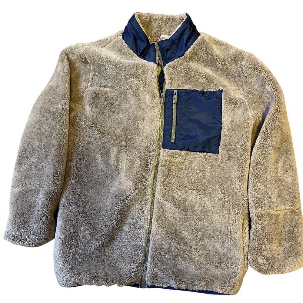 Tommy Bahama Jacket Boys Sherpa Fleece Insulated Lined Pocket Gray Sz XL 14 Zip
